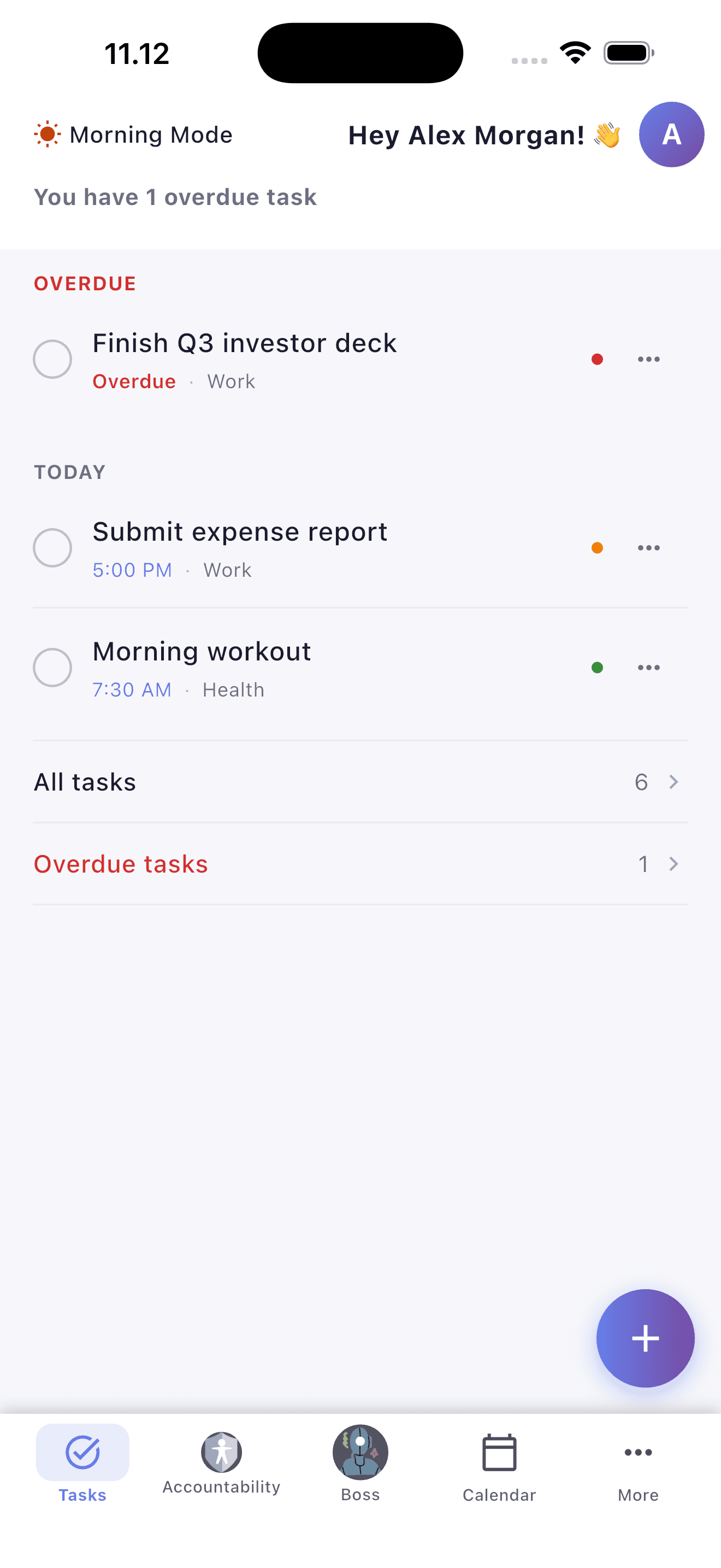 Daily task list with your AI Boss